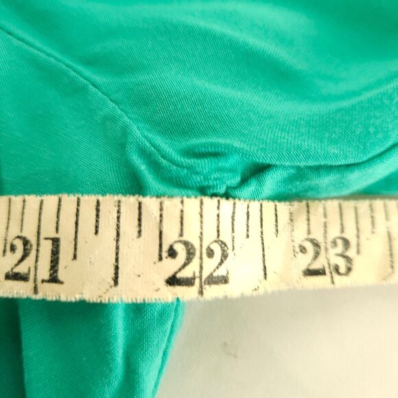 Chico's Sz 2 Womens 12 Green V-Neck Slit Sleeve Viscose Blouse Shirt - Picture 5 of 9